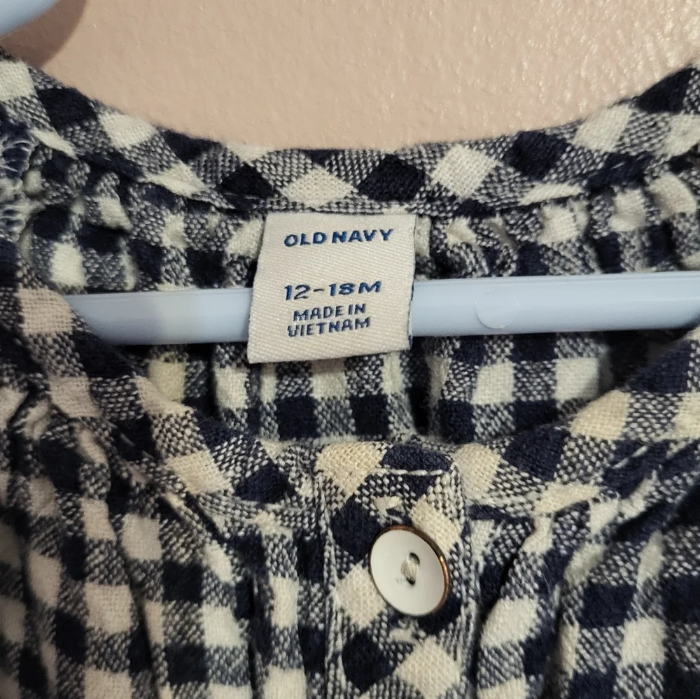 🌞 Old Navy Blue and White Checkered Romper